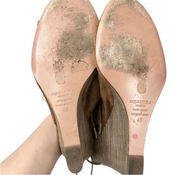 Aquazzura Sexy Thing Suede Lace Up Wedge Sandals Sz 40 - Picture 8 of 8